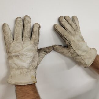 Leather Winter Gloves, White